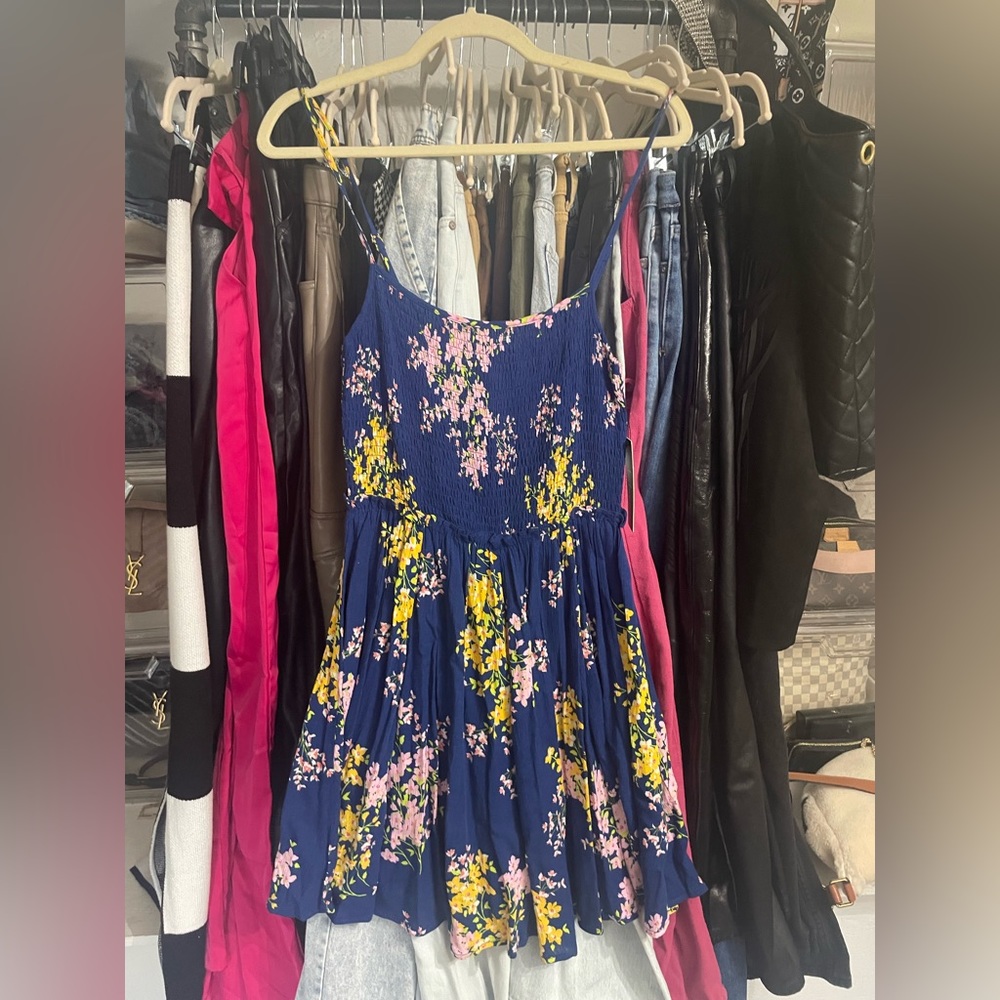 Lulus blue floral mini dress - size small with tags